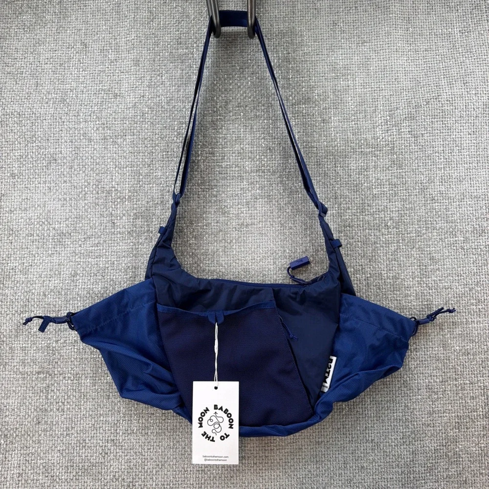 Baboon To The Moon Crescent Crossbody Bag Unisex OS Navy Blue New Ripstop Nylon